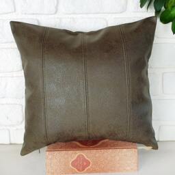 Olive Green Pillow Cover-Four Vertical Pieces With Decorative Stitches/Modern Scandinavian Homes-1Pcs - thumbnail 3