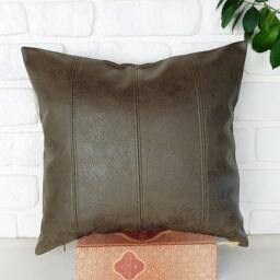Olive Green Pillow Cover-Four Vertical Pieces With Decorative Stitches/Modern Scandinavian Homes-1Pcs - thumbnail 2