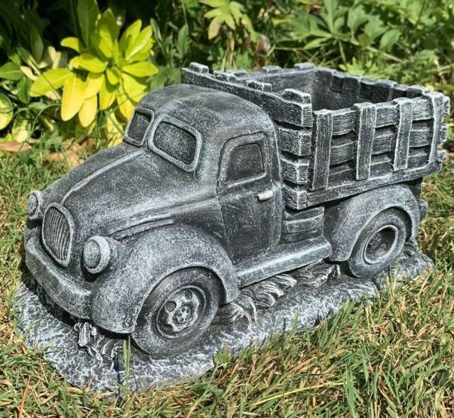 stone Garden American Truck Lorry Planter Plant Pot Detailed Concrete Ornament - image 1