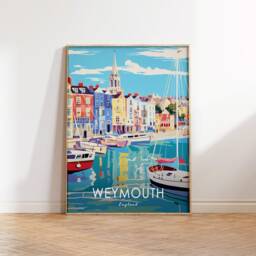 Weymouth Travel Poster Coastal Floral Art Print - thumbnail 3