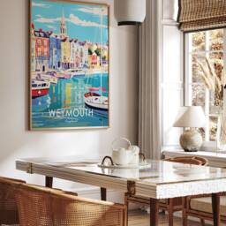 Weymouth Travel Poster Coastal Floral Art Print - thumbnail 2