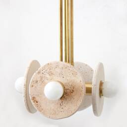 Quattro Travertine Stone & Brass Pendant Light Kitchen Island Lighting Vanity Chandelier Entry Ceiling - thumbnail 4