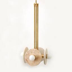 Quattro Travertine Stone & Brass Pendant Light Kitchen Island Lighting Vanity Chandelier Entry Ceiling - thumbnail 2