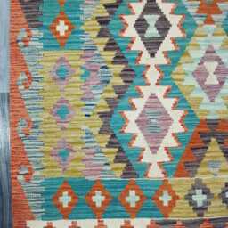 Classic Kilim Rug, Handmade Artisan Afghan Turkish Scandinavian Navajo Bohemian Wool Flatweave Multicolour Rug 173x132 cm - thumbnail 4
