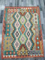 Classic Kilim Rug, Handmade Artisan Afghan Turkish Scandinavian Navajo Bohemian Wool Flatweave Multicolour Rug 173x132 cm - thumbnail 1