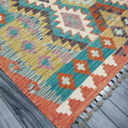 Classic Kilim Rug, Handmade Artisan Afghan Turkish Scandinavian Navajo Bohemian Wool Flatweave Multicolour Rug 173x132 cm - thumbnail 2