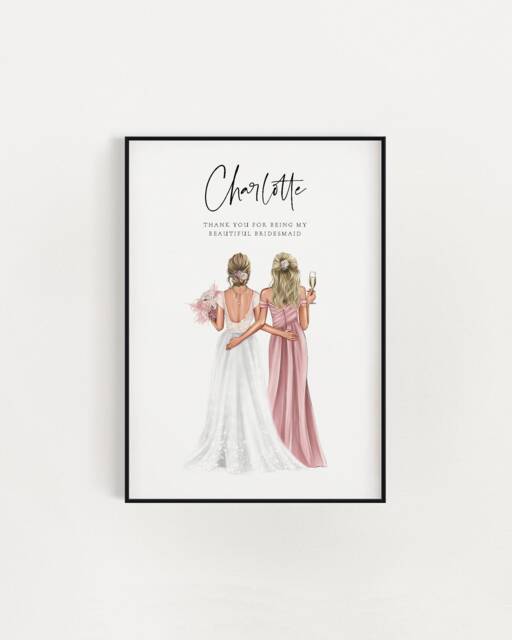 Personalised Bridesmaid Print, Gift, Wedding Keepsake, Thank You Bridesmaid, Maid Of Honour Cp - image 1