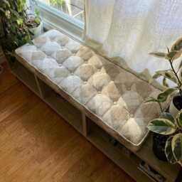 Indoor French Cushion, Farmhouse , Handmade Neutral Decor, Window Linen Seat Pad, Futon Cushion - thumbnail 3