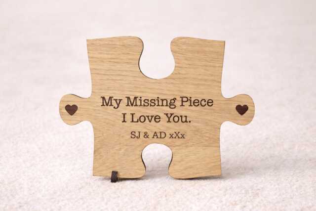 Personalised Wooden Jigsaw Piece, Missing Puzzle Valentines Gift For Him, Birthday Her, Fathers Day Daddy, Love - image 1