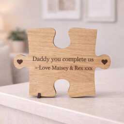 Personalised Wooden Jigsaw Piece, Missing Puzzle Valentines Gift For Him, Birthday Her, Fathers Day Daddy, Love - thumbnail 3