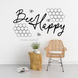 Bee Happy Wall Art, Decor, Sticker , - Thevinylcreations Honey Quote - thumbnail 2