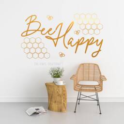 Bee Happy Wall Art, Decor, Sticker , - Thevinylcreations Honey Quote - thumbnail 1