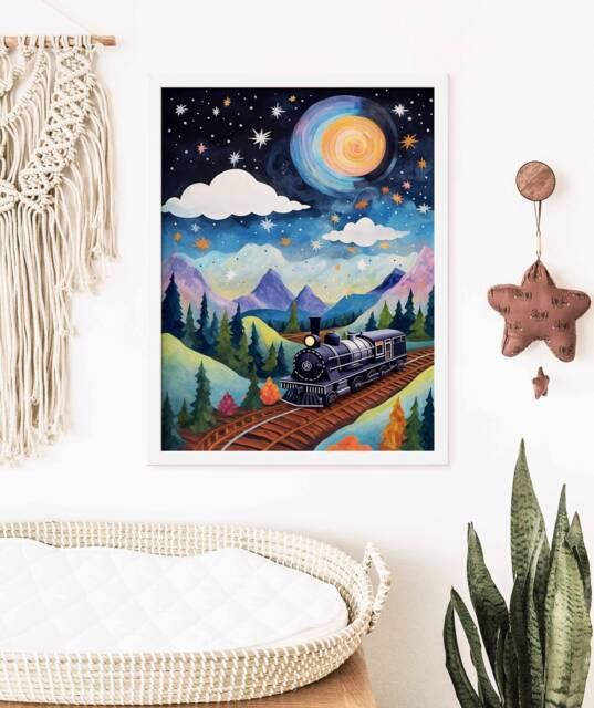 Train Print, Wall Art, Steam Poster, Boys Room Kids Decor, Playroom Decor - image 1