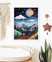Train Print, Wall Art, Steam Poster, Boys Room Kids Decor, Playroom Decor - thumbnail 1