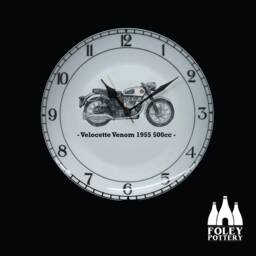 cmc Velocette Venom 1955 500Cc Single - Classic Motorbike Illustrated Fine Bone China Clock - thumbnail 2