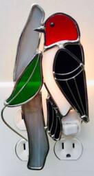 Red Headed Woodpecker Night Light - Plated With A Silver Finish