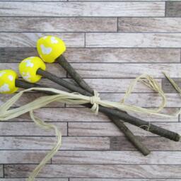 Set Of 3 - Fairy Garden Bright Yellow Mushrooms - thumbnail 2