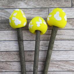Set Of 3 - Fairy Garden Bright Yellow Mushrooms - thumbnail 4