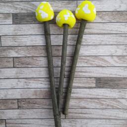 Set Of 3 - Fairy Garden Bright Yellow Mushrooms - thumbnail 3