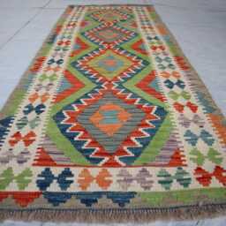 3x7 Ft Maimana Stunning Turkmen Kilim, Chubi New Long Runner Rug, Flatweave Oriental Afghan Handmade Kilim Hallway Area Rug - thumbnail 2