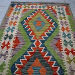 3x7 Ft Maimana Stunning Turkmen Kilim, Chubi New Long Runner Rug, Flatweave Oriental Afghan Handmade Kilim Hallway Area Rug - thumbnail 3