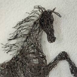Metal Horse Sculpture, Wire Art, Animals, Decor, Industrial Birthday Gift, Horse, Figure - thumbnail 2