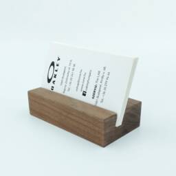 Wood Business Card Holder. Walnut Wooden Stand. Office Paper Display - thumbnail 3