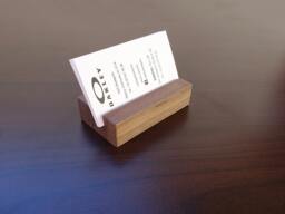Wood Business Card Holder. Walnut Wooden Stand. Office Paper Display