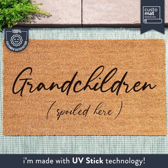 Grandchildren Spoiled Here - Personalized Family Doormat Custom Coir Door Mat Housewarming Gift For Grandparents - image 1