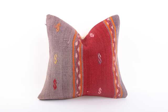 Handwoven Turkish Kilim Pillow Cover 16x16 Decorative Cushion - image 1