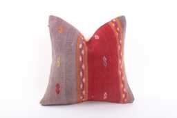 Handwoven Turkish Kilim Pillow Cover 16x16 Decorative Cushion - thumbnail 1