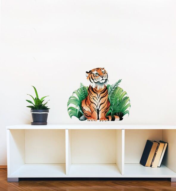 Tiger in Bush Wall Sticker Decal - Kids Stickers, Animals Childrens Decals, Art, Room, Girl, Boy