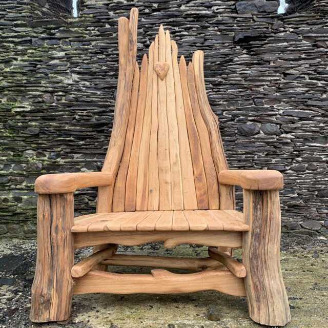 Handmade Rustic Wooden Throne Chair - Artisan Accent Piece For Indoor & Outdoor Spaces - image 1