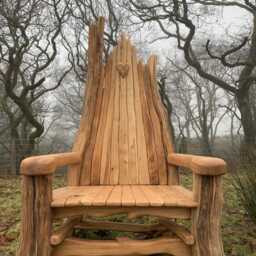 Handmade Rustic Wooden Throne Chair - Artisan Accent Piece For Indoor & Outdoor Spaces - thumbnail 3
