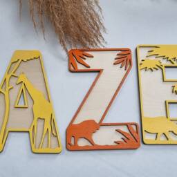 Personalised Wooden Safari Animal Name Sign Jungle Nursery Decor - thumbnail 2