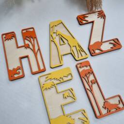 Personalised Wooden Safari Animal Name Sign Jungle Nursery Decor - thumbnail 3