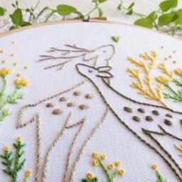 Love Story - Christmas Craft, Modern Hand Embroidery, Embroidery Kit, Gift For Kid, Green Dear Wall Decor - thumbnail 2