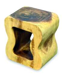 Suar Wood Wavy Hollow Lamp Table Or Stool 45cm
