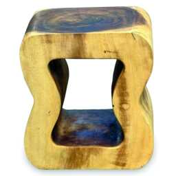 Suar Wood Wavy Hollow Lamp Table Or Stool 45cm - thumbnail 4