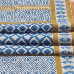 Handmade 6x9 Cotton Dhurrie Rug, Block Printed Indian Kilim - thumbnail 2