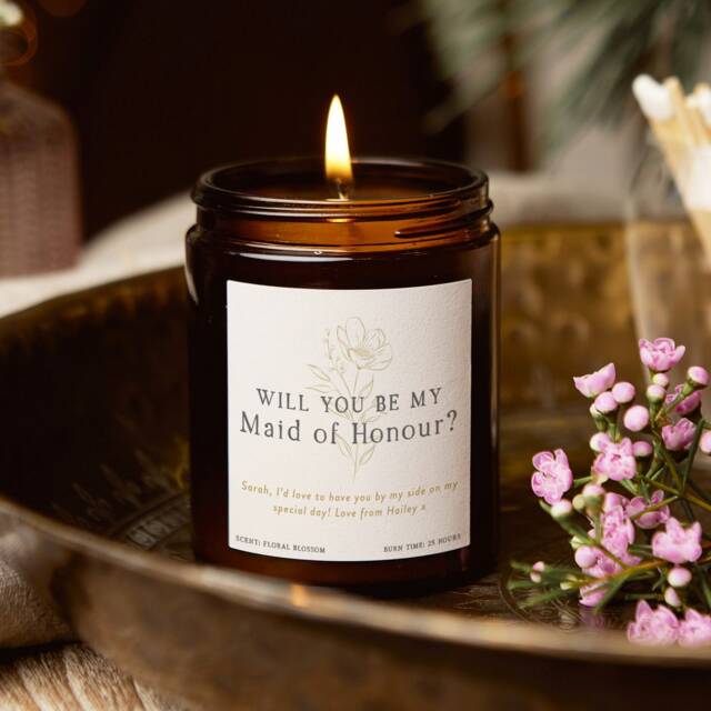 Maid Of Honour Proposal Candle Personalised Soy Wax Gift - image 1