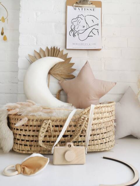 Beige Nursery Pillow Set, Moon & Star Decor - image 1