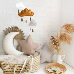 Beige Nursery Pillow Set, Moon & Star Decor - thumbnail 2
