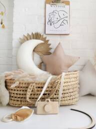 Beige Nursery Pillow Set, Moon & Star Decor - thumbnail 1