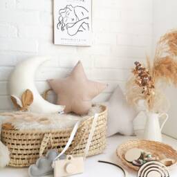 Beige Nursery Pillow Set, Moon & Star Decor - thumbnail 3