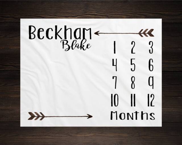 Gender Neutral Milestone Blanket Month Growth Tracker Minky Fleece Baby Shower Gift Girl Watercolor Brown Arrow - image 1