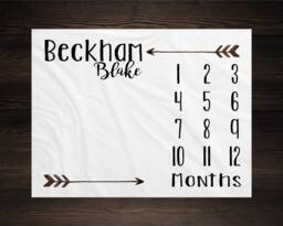 Gender Neutral Milestone Blanket Month Growth Tracker Minky Fleece Baby Shower Gift Girl Watercolor Brown Arrow