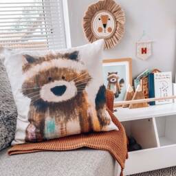 Ralphy The Racoon Nursery Cushion Cover - Scandi Woodland Theme - thumbnail 2