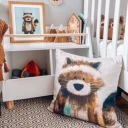 Ralphy The Racoon Nursery Cushion Cover - Scandi Woodland Theme - thumbnail 3