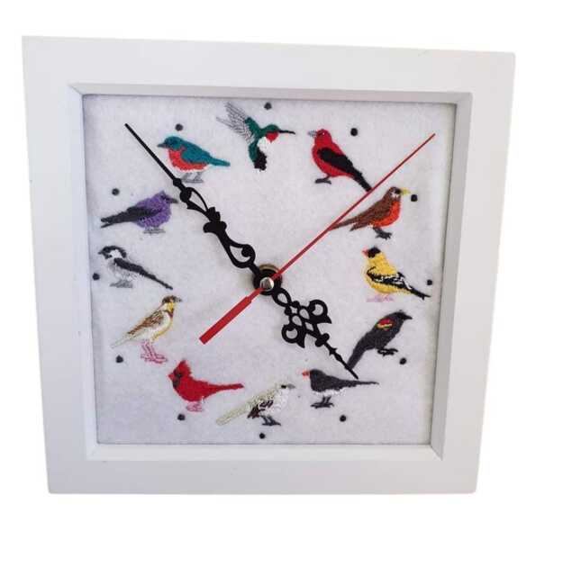 Embroidered Bird Clock. - Silent - image 1